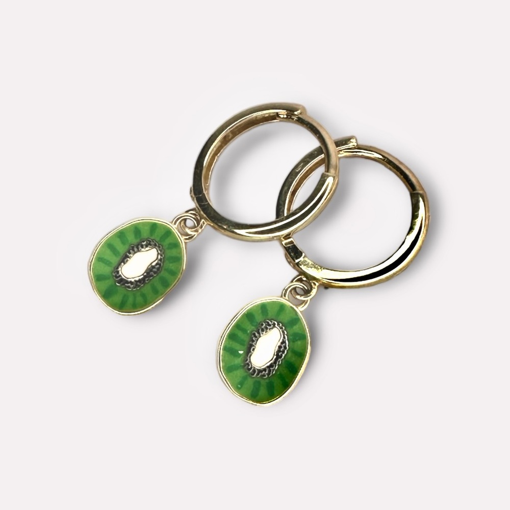 14k gold kiwi’s earrings